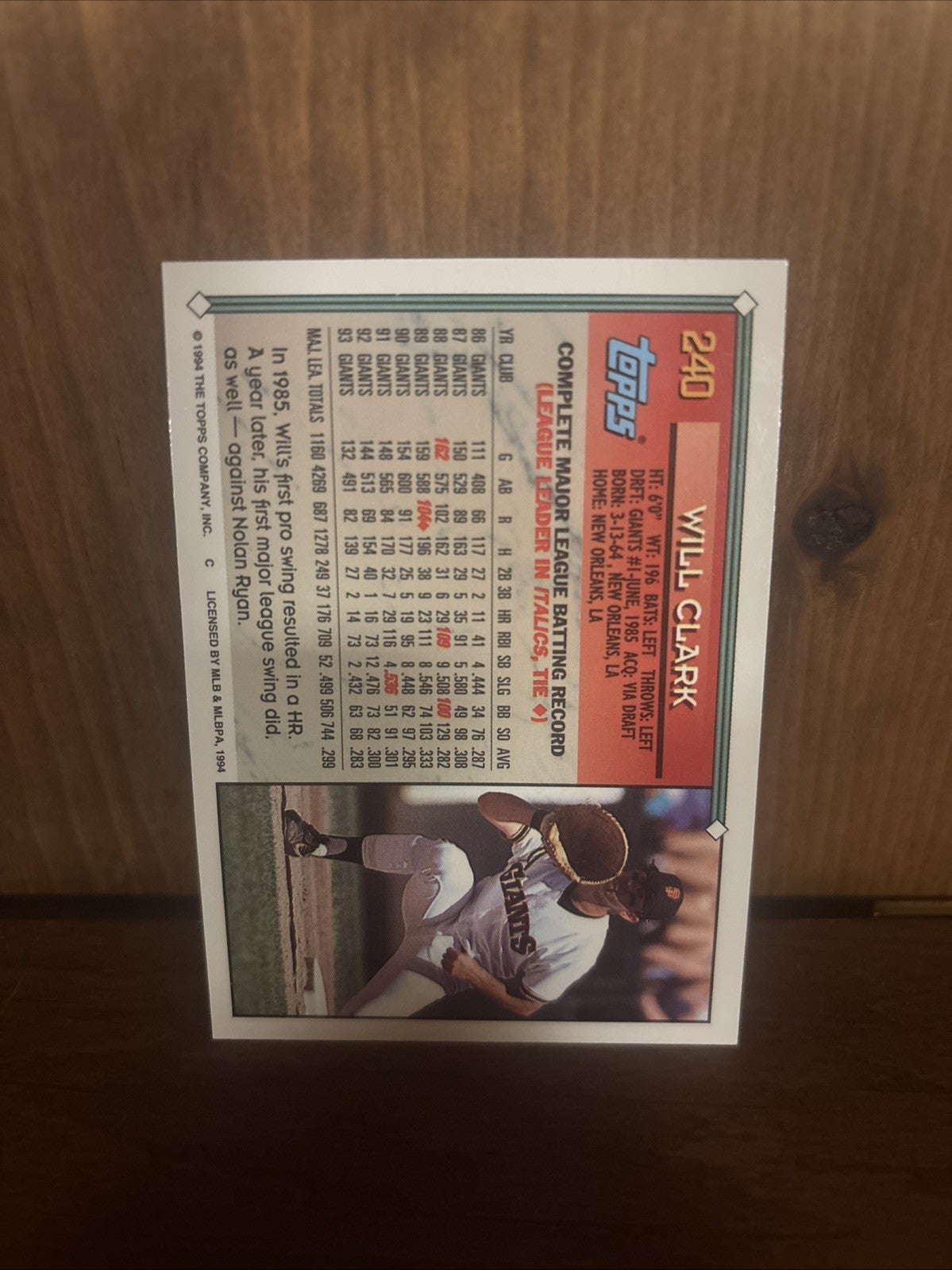 1994 Topps - Will Clark #240