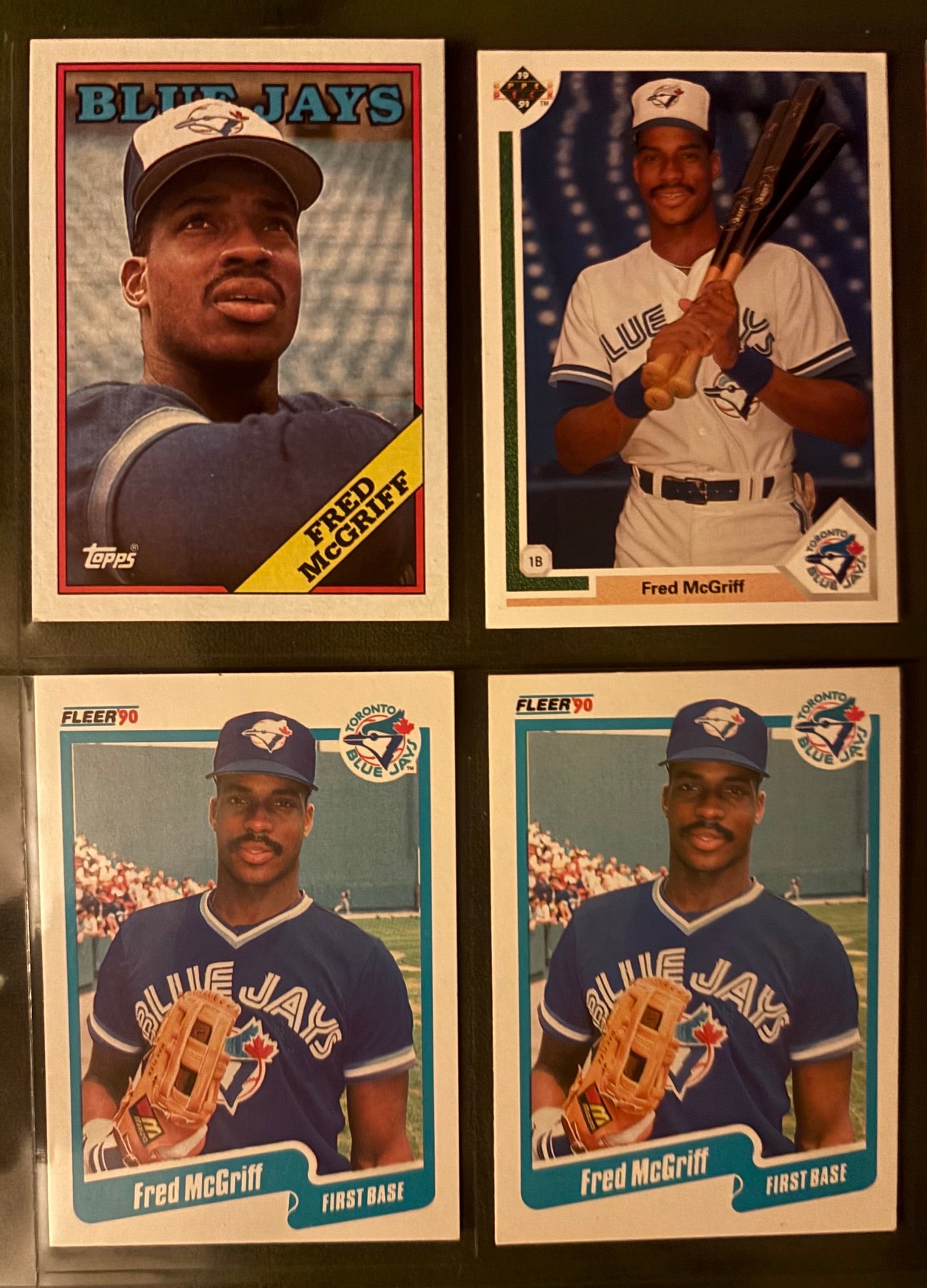 Fred McGriff Blue Jays 4 card Lot