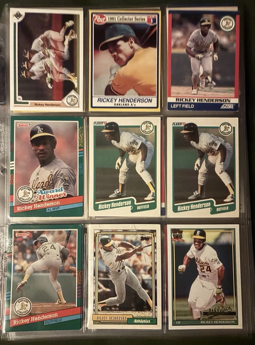Rickey Henderson 9 card lot